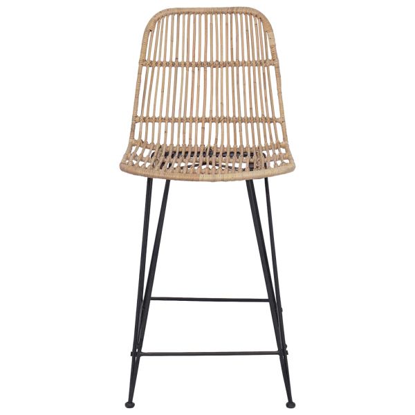 Бар стол 2 pcs Натурално 44 x 54 x 96 см Ратан и стомана