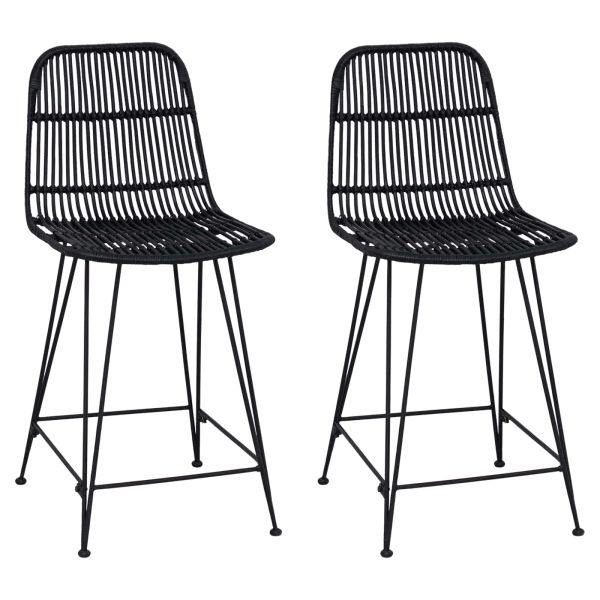 Бар стол 2 pcs Черно 44 x 54 x 96 см Ратан и стомана