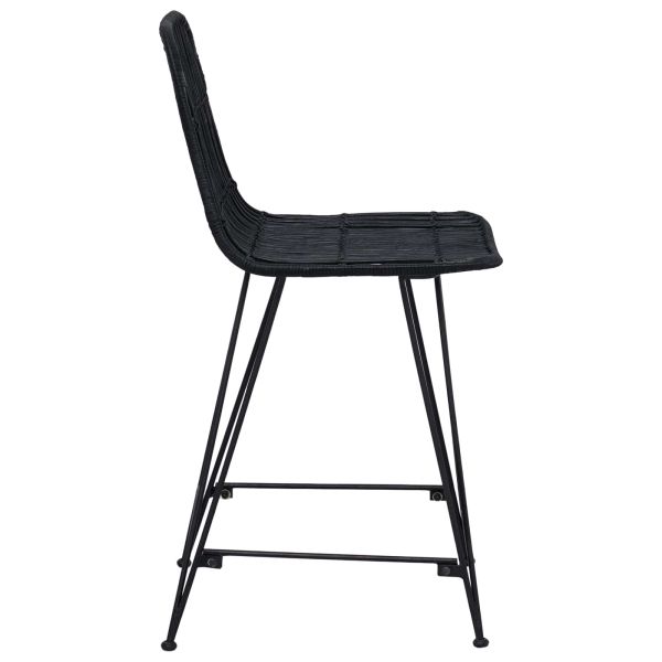 Бар стол 2 pcs Черно 44 x 54 x 96 см Ратан и стомана
