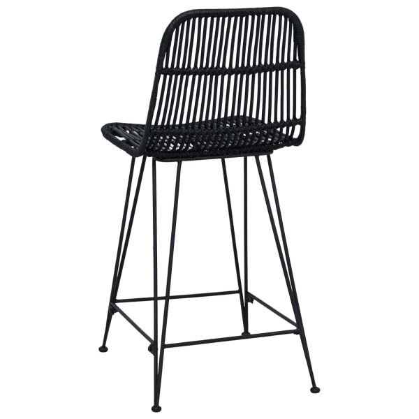 Бар стол 2 pcs Черно 44 x 54 x 96 см Ратан и стомана