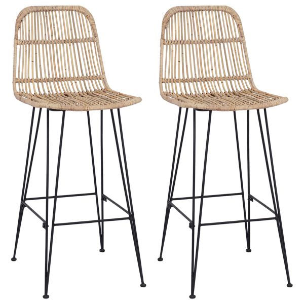 Бар стол 2 pcs Натурално 44 x 55 x 109 см Ратан и стомана