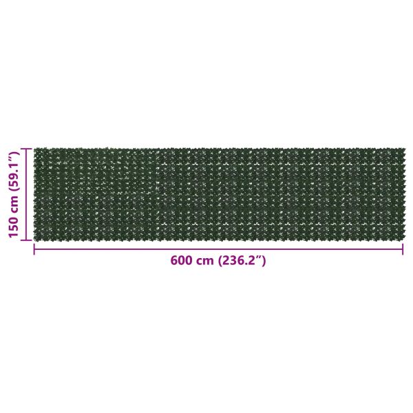 Завеса за балкон с листа Тъмнозелено 600 x 150 cm
