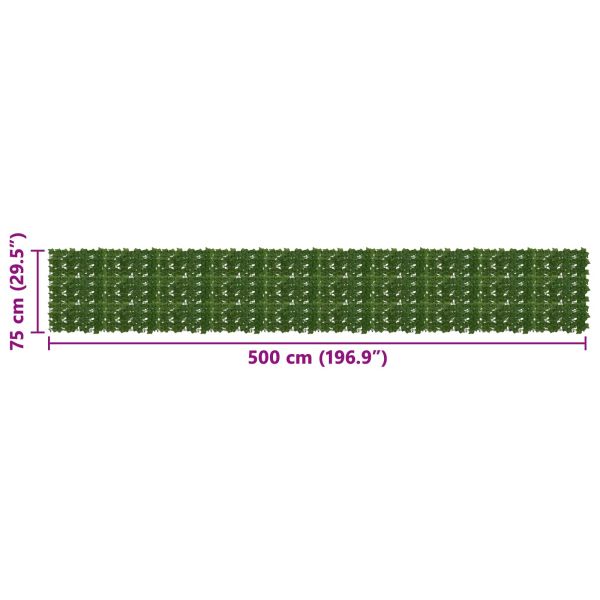 Завеса за балкон с листа Зелено 500 x 75 cm Полиестер и тъкан