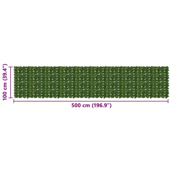 Завеса за балкон с листа Зелено 500 x 100 cm Полиестер и тъкан