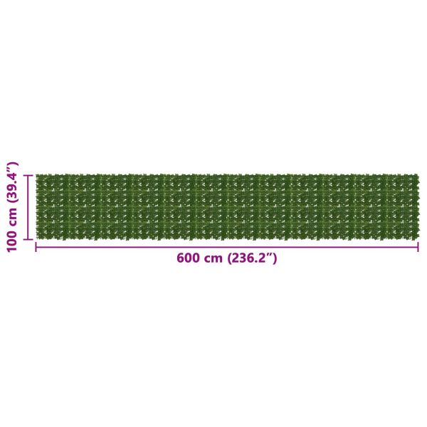 Завеса за балкон с листа Зелено 600 x 100 cm Полиестер и тъкан