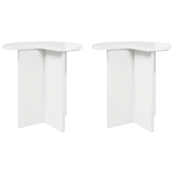 Странична маса 2 pcs Бял гланц Ø 39 x 38 см Инженерна дървесина