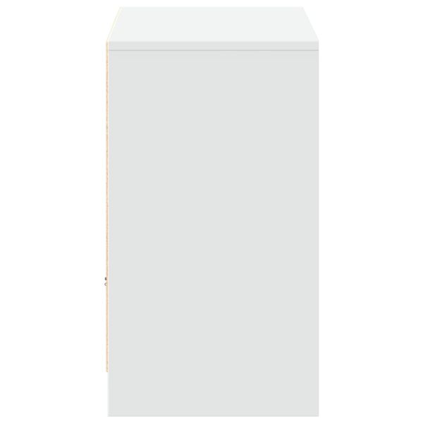 ТВ шкаф с LED, бял, 91x34x61 см, инженерно дърво