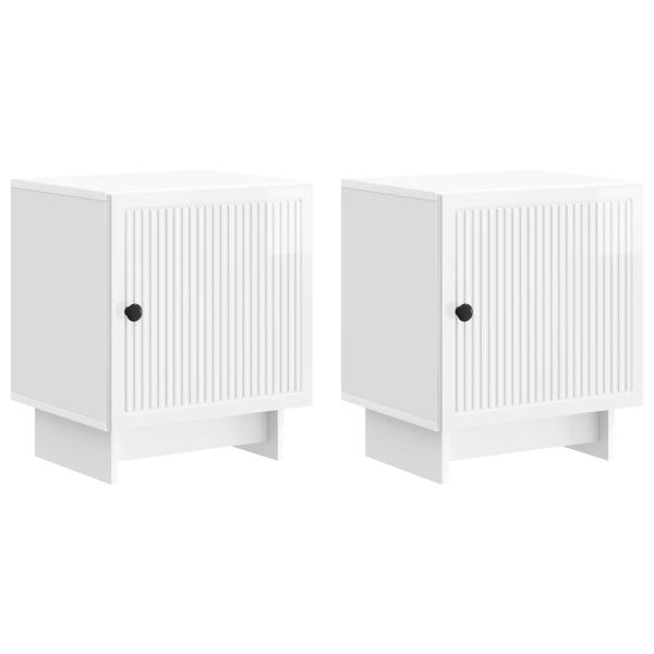 Нощен шкаф 2 pcs Бял гланц 43 x 34,5 x 50 см
