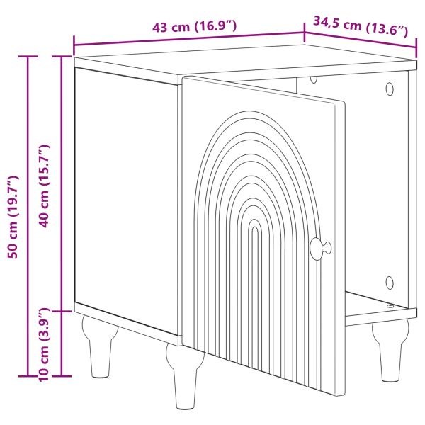 Нощен шкаф Черно 43 x 34,5 x 50 см Инженерна дървесина