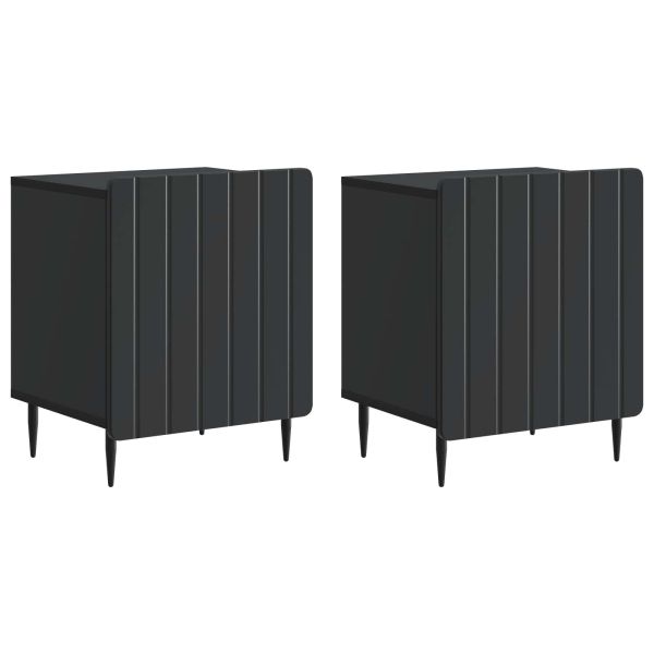Нощен шкаф 2 pcs Черно 43 x 34,5 x 52 см Инженерна дървесина