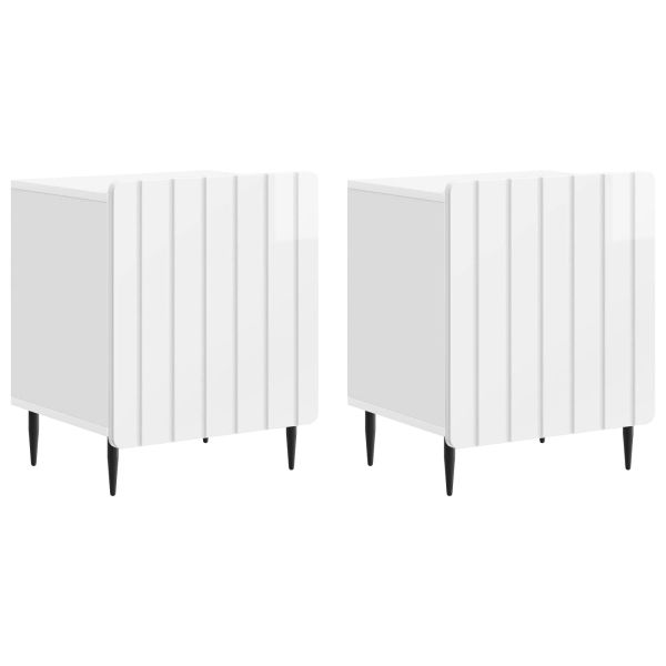 Нощен шкаф 2 pcs Бял гланц 43 x 34,5 x 52 см