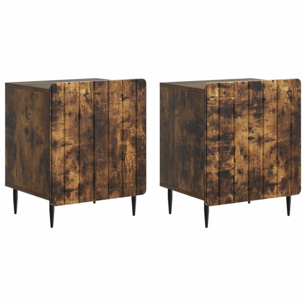 Нощен шкаф 2 pcs Опушен дъб 43 x 34,5 x 52 см