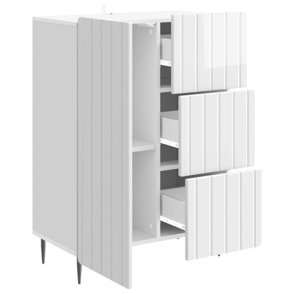 Служебен шкаф Бял гланц 66 x 34,5 x 91,5 см Инженерна дървесина