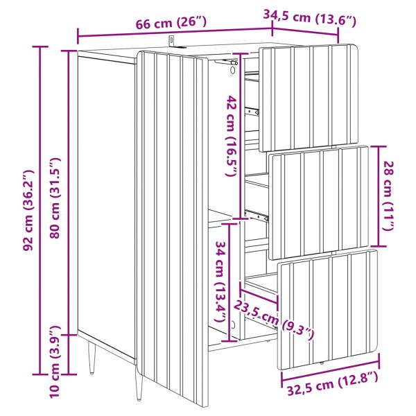Служебен шкаф с чекмедже Опушен дъб 66 x 34,5 x 91,5 см
