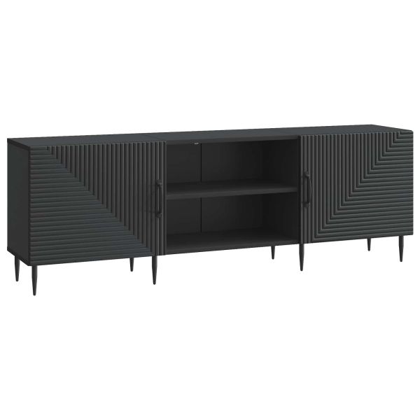 ТВ шкаф Черно 150 x 31 x 50 см Инженерна дървесина