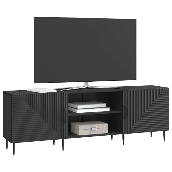 ТВ шкаф Черно 150 x 31 x 50 см Инженерна дървесина