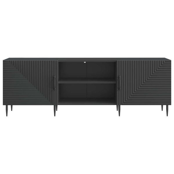 ТВ шкаф Черно 150 x 31 x 50 см Инженерна дървесина