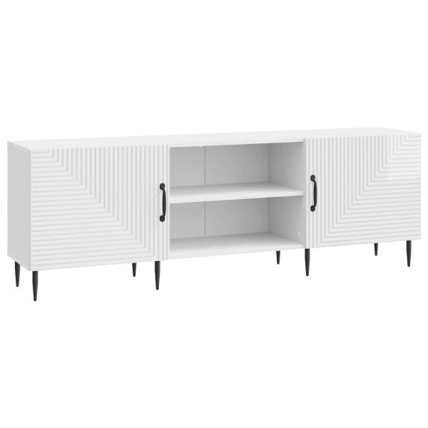 ТВ шкаф Бял гланц 150 x 31 x 50 см Инженерна дървесина