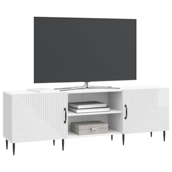 ТВ шкаф Бял гланц 150 x 31 x 50 см Инженерна дървесина