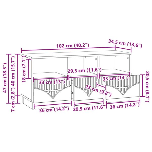 ТВ шкаф Сива сонома 102 x 34,5 x 47 см Инженерна дървесина
