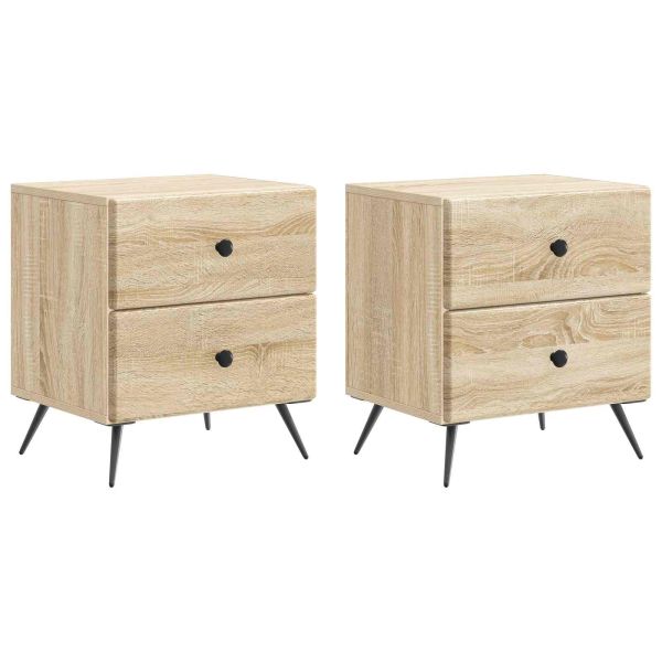 Нощен шкаф с чекмедже 2 pcs Дъб сонома 43 x 34,5 x 47,5 см