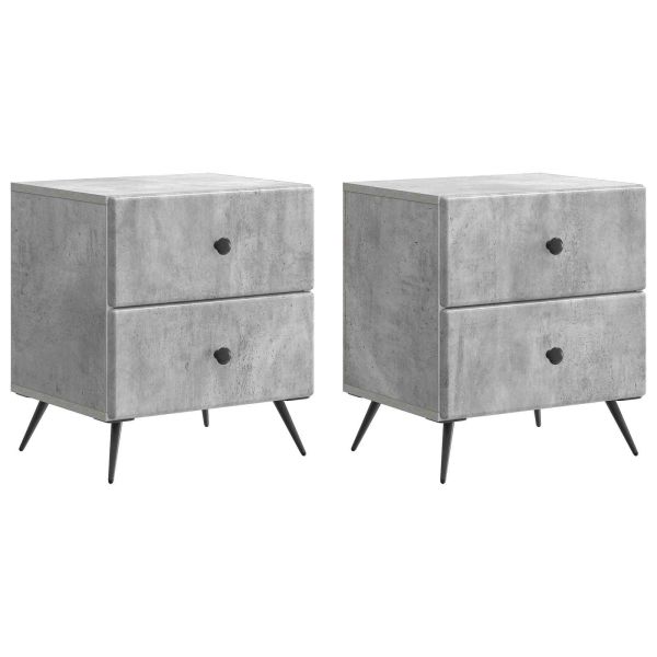 Нощен шкаф с чекмедже 2 pcs Бетонно сиво 43 x 34,5 x 47,5 см
