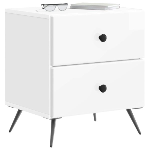 Нощен шкаф с чекмедже 2 pcs Бял гланц 43 x 34,5 x 47,5 см