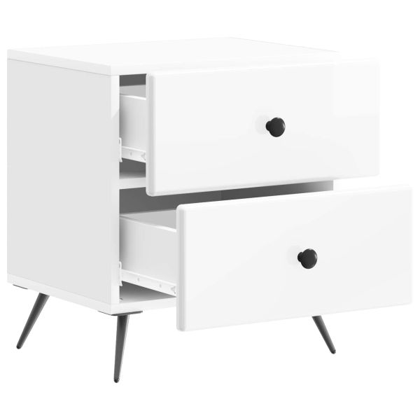 Нощен шкаф с чекмедже 2 pcs Бял гланц 43 x 34,5 x 47,5 см