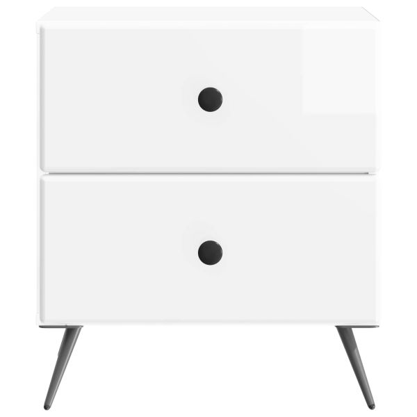 Нощен шкаф с чекмедже 2 pcs Бял гланц 43 x 34,5 x 47,5 см