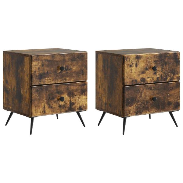 Нощен шкаф с чекмедже 2 pcs Опушен дъб 43 x 34,5 x 47,5 см