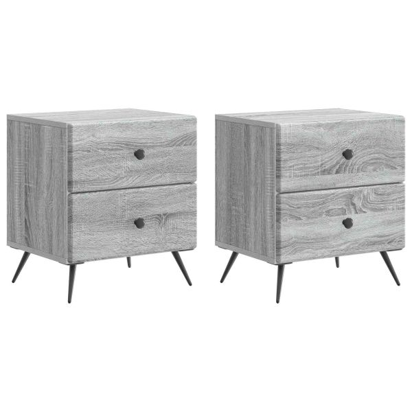 Нощен шкаф с чекмедже 2 pcs Сива сонома 43 x 34,5 x 47,5 см