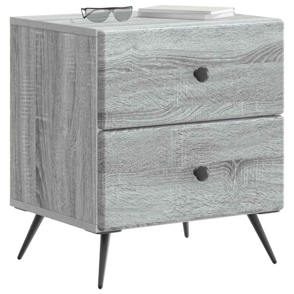 Нощен шкаф с чекмедже 2 pcs Сива сонома 43 x 34,5 x 47,5 см
