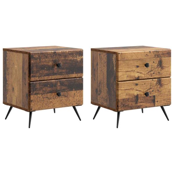 Нощен шкаф с чекмедже 2 pcs Старо дърво 43 x 34,5 x 47,5 см