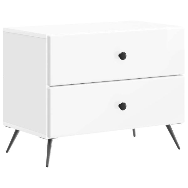 Нощен шкаф Бял гланц 62 x 34,5 x 47,5 см Инженерна дървесина