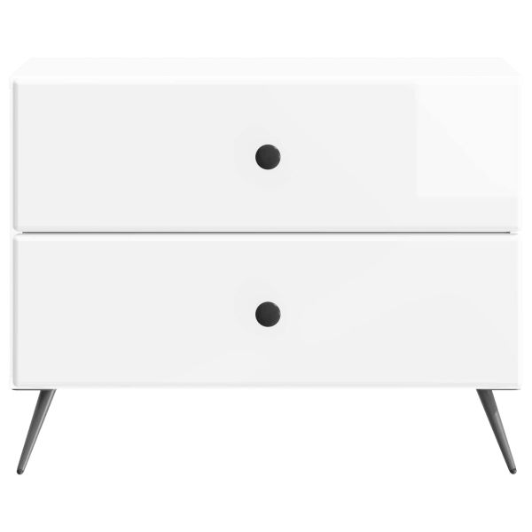 Нощен шкаф Бял гланц 62 x 34,5 x 47,5 см Инженерна дървесина