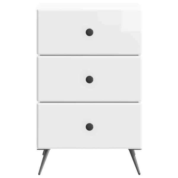 Нощен шкаф Бял гланц 43 x 41 x 66,5 см Инженерна дървесина