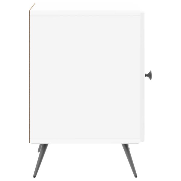 Нощен шкаф Бял гланц 43 x 34,5 x 50 см Инженерна дървесина