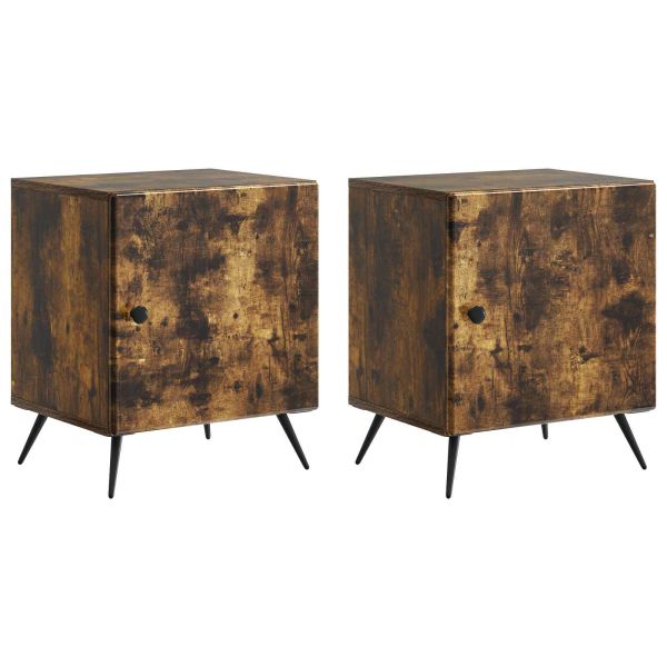 Нощен шкаф 2 pcs Опушен дъб 43 x 34,5 x 50 см