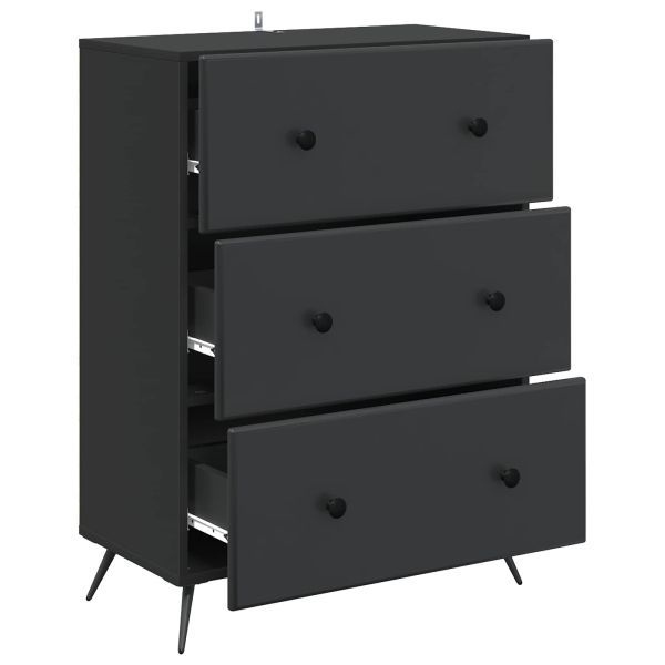 Чекмеджетен шкаф Черно 66 x 34,5 x 90 см Инженерна дървесина