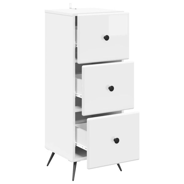 Чекмеджетен шкаф Бял гланц 33 x 34,5 x 90 см