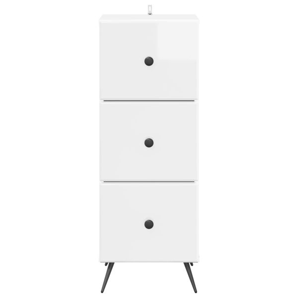 Чекмеджетен шкаф Бял гланц 33 x 34,5 x 90 см