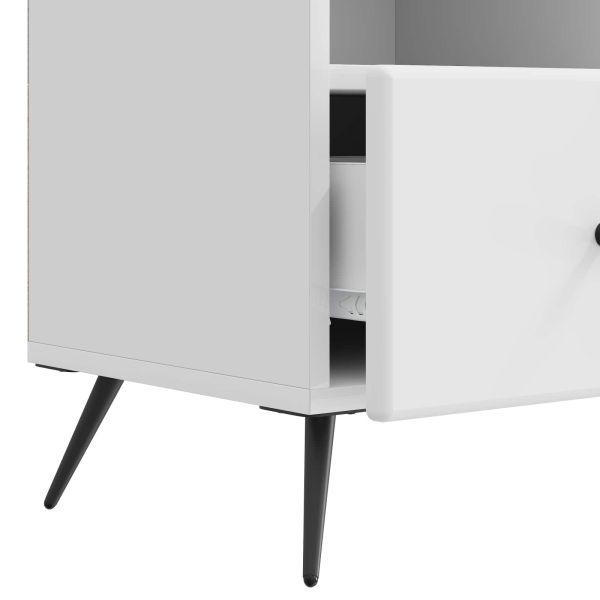 ТВ шкаф Бял гланц 102 x 34,5 x 50 см Инженерна дървесина