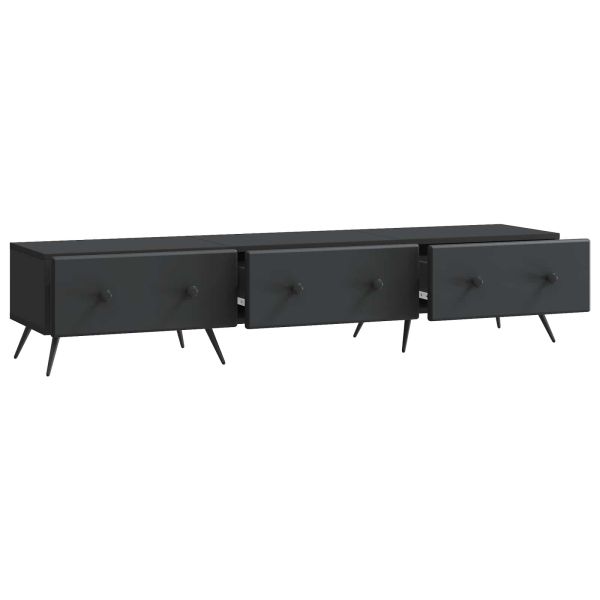 ТВ шкаф с чекмедже Черно 147 x 34,5 x 30 см Инженерна дървесина