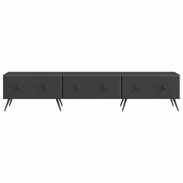 ТВ шкаф с чекмедже Черно 147 x 34,5 x 30 см Инженерна дървесина