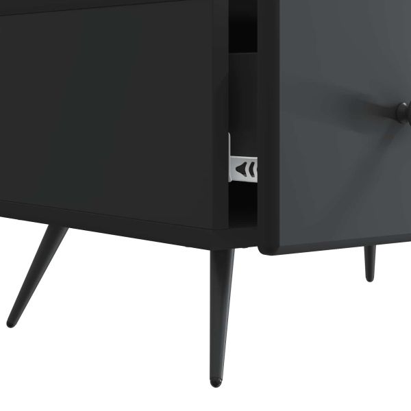 ТВ шкаф с чекмедже Черно 147 x 34,5 x 30 см Инженерна дървесина