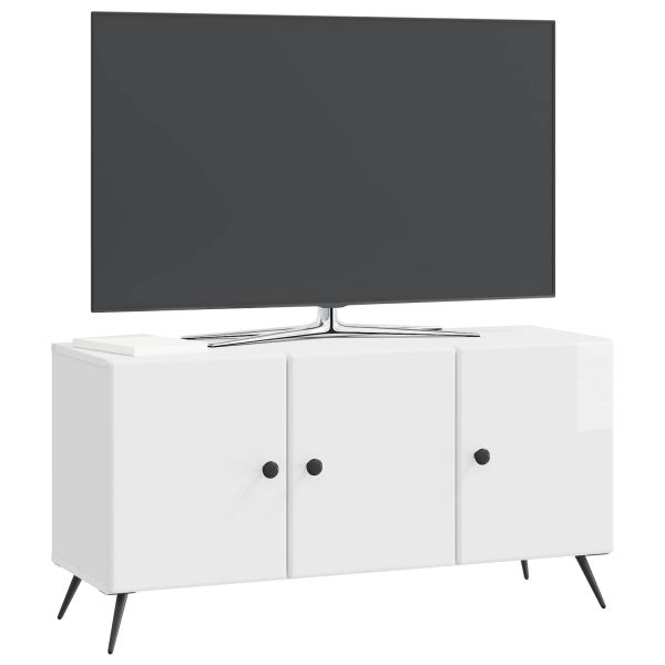 ТВ шкаф Бял гланц 99 x 34,5 x 50 см Инженерна дървесина