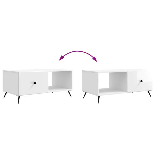 Масичка за кафе Бял гланц 90 x 50 x 40 cm Инженерна дървесина