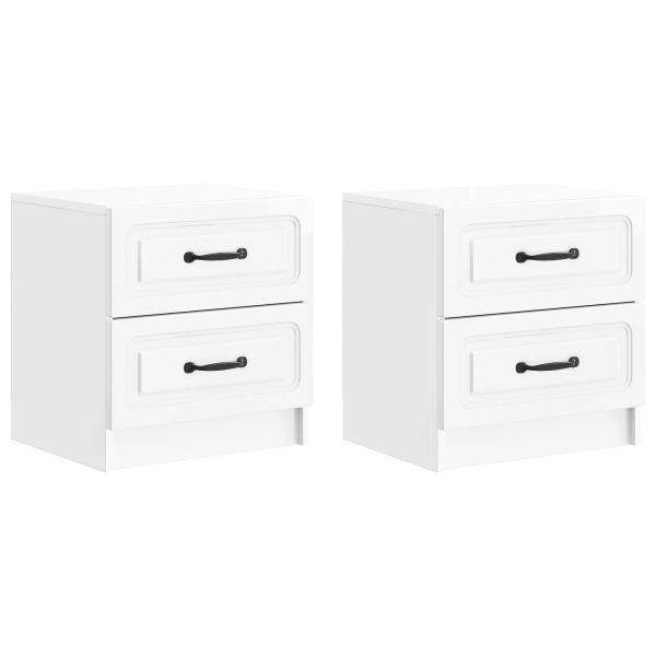 Нощен шкаф с чекмедже 2 pcs Бял гланц 43 x 34,5 x 44,5 см