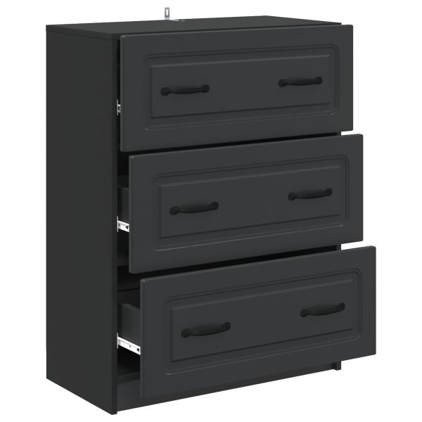 Чекмеджетен шкаф Черно 66 x 34,5 x 87 см Инженерна дървесина