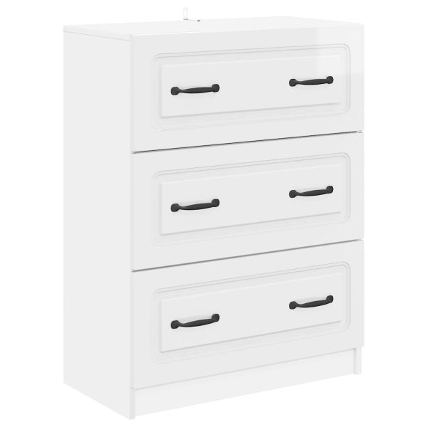 Чекмеджетен шкаф Бял гланц 66 x 34,5 x 87 см